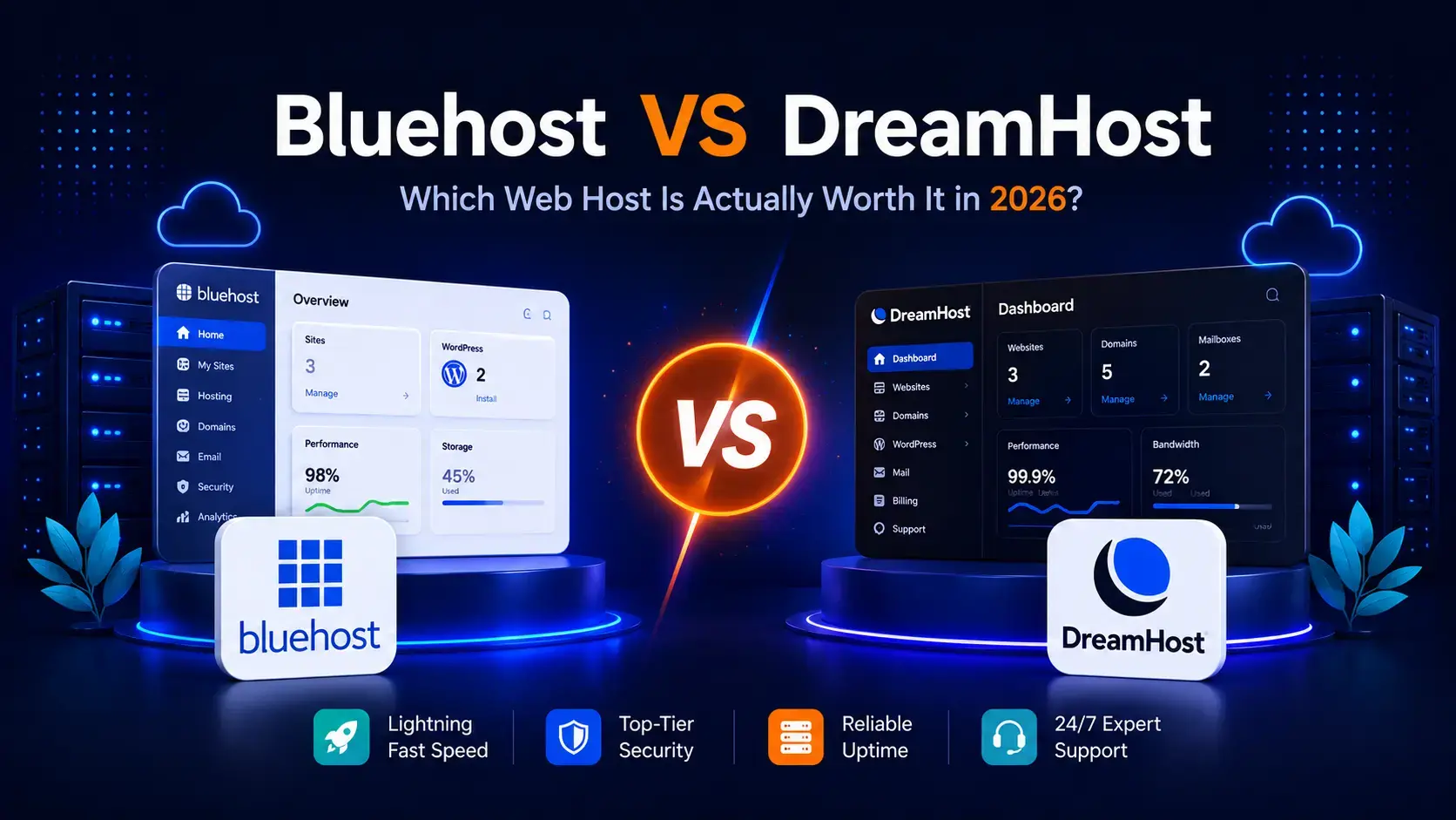 Bluehost vs DreamHost compared: pricing, speed & WordPress. Find the best hosting for beginners in 2026.