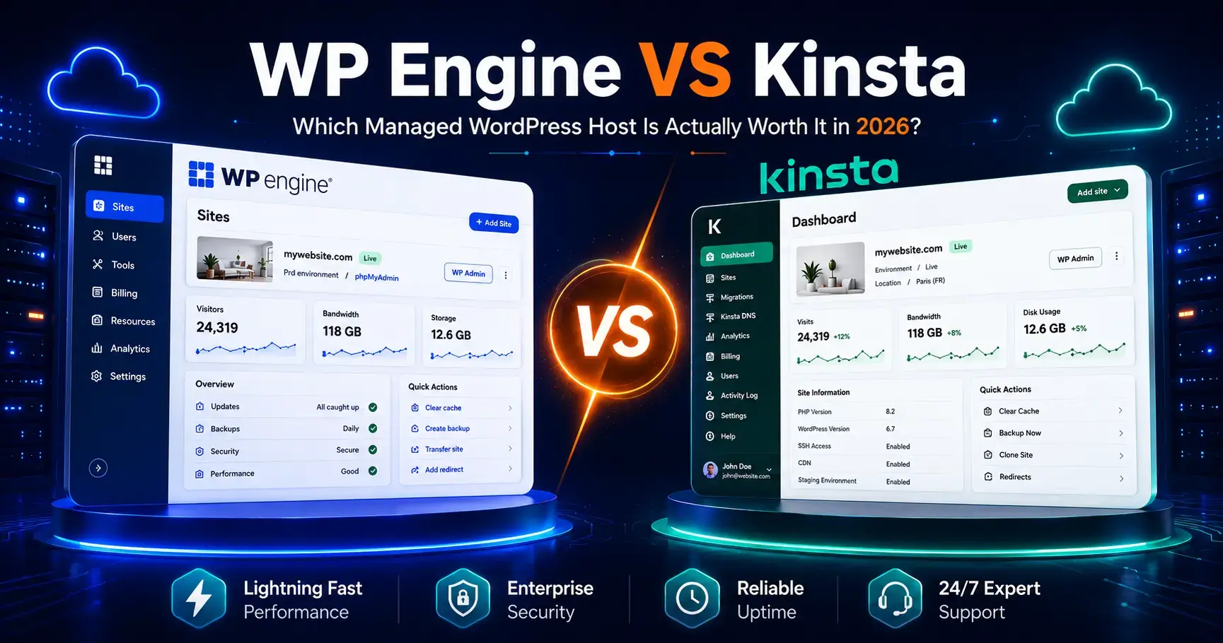 WP Engine vs Kinsta 2026: Premium Managed WordPress Hosting Compared