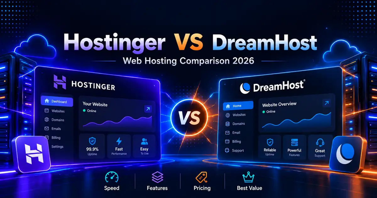 Hostinger vs DreamHost web hosting comparison 2026